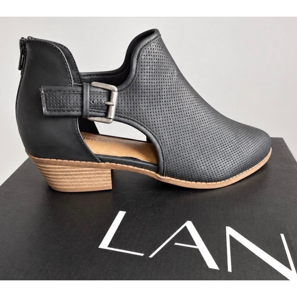 Lane Bryant Black Perforated Cutout Ankle Booties Wide Width Sz 10W NIB